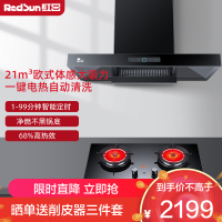 红日(RedSun)欧式油烟机红外线定时灶组合烟灶套装大吸力油烟机自动清洗聚能煤气灶TSEU07+EM608B 天然气