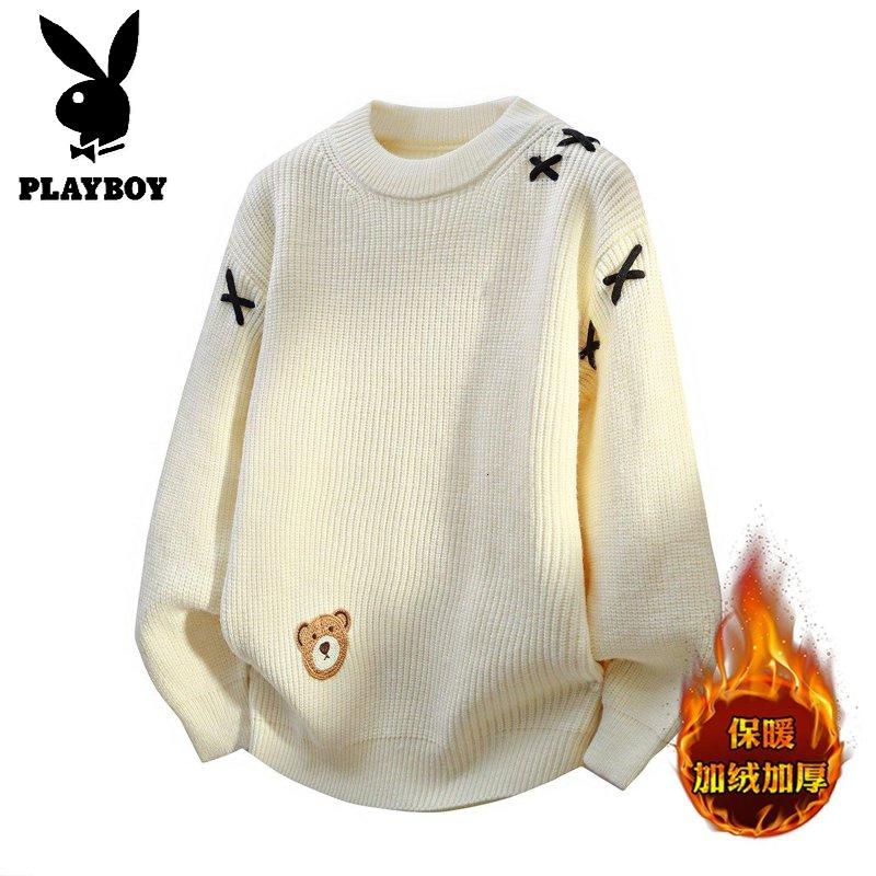 花花公子新款高品质2025年秋冬款圆领针织毛衣男