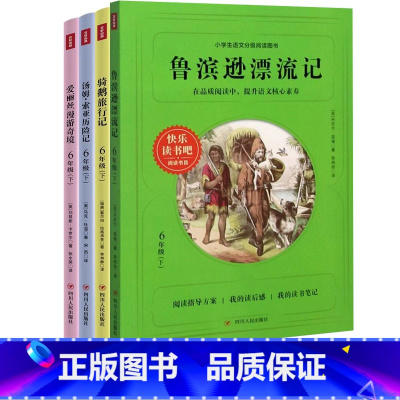 六年级下册全4册 [正版]快乐读书吧六6年级下册阅读书目 鲁滨逊漂流记 骑鹅旅行记 汤姆索亚历险记 爱丽丝漫游奇境共4册