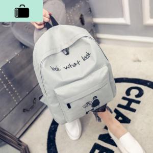 韩版潮书包中学生情侣双肩时尚简约纯色休闲帆布双肩包女背包女包NEW LAKE