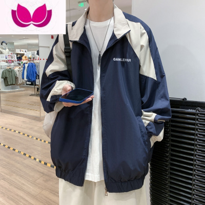 七斓双层拼色风衣夹克男港风chic潮流宽松帅气休闲外套