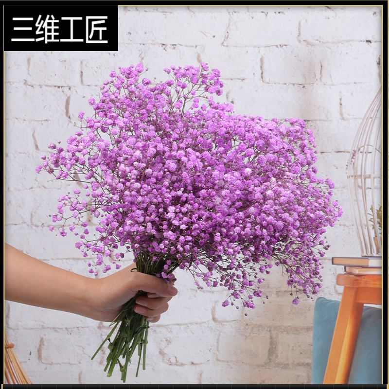 勿忘我干花花束带花瓶插花家居摆设满天星干花真花装饰摆件小清新