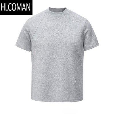 HLCOMAN美式短款boxy液氨棉T恤男潮牌宽松解构cleanfit短袖新款正肩体恤