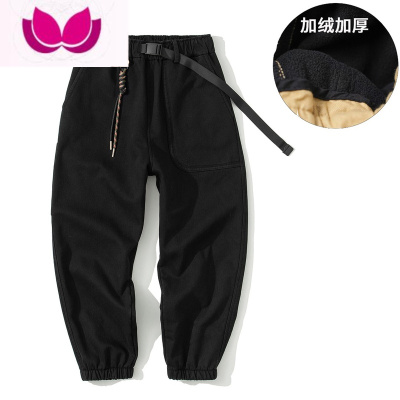 七斓2023新款痞帅卡其色束脚工装裤男士潮牌宽松百搭哈伦休闲裤子