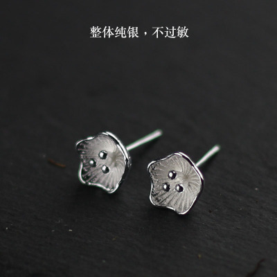 银饰时尚925纯银耳钉女不过敏养耳洞简约百搭耳饰气质精致腊梅花送女朋友老婆情人节七夕生日礼物