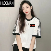 HLCOMAN叶654夏季Jennie同款男女圆领T恤运动休闲刺绣情侣宽松珍妮短袖