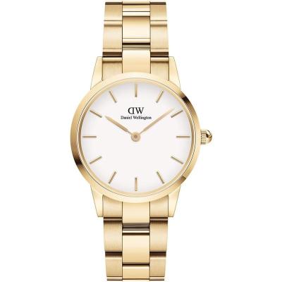 丹尼尔惠灵顿(Daniel Wellington)女士黄金手表时尚简约设计白色表盘不锈钢表带防水机械表