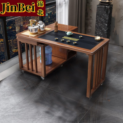 锦北新中式旋转茶桌阳台移动功夫茶台一体泡茶桌椅组合1m旋转茶桌单桌