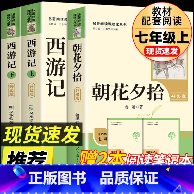[七上•人教版3册]朝花夕拾+西游记上下册 2025升级版带笔记本 [正版]七年级上册西游记原著朝花夕拾鲁迅人民教育出版