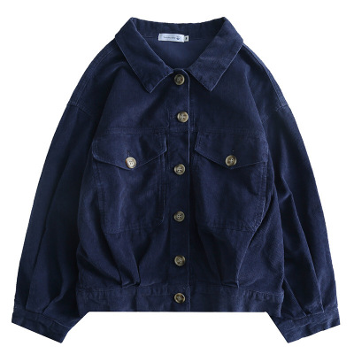 迪鲁奥(DILUAO)秋冬新款日系灯芯绒外套女男友风翻克学生上衣秋装新款2色