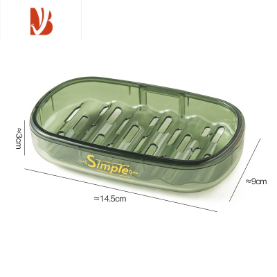 三维工匠轻奢双层沥水肥皂盒壁挂式免打孔香皂置物架家用浴室墙上肥皂架 轻奢透绿色