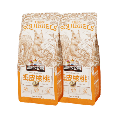 三只松鼠纸皮核桃原味薄皮坚果干果小吃纸皮核桃210g*2袋