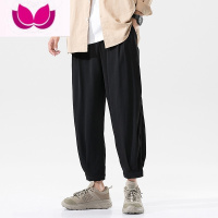 七斓裤子男夏季潮流工装潮牌冰丝休闲百搭长裤宽松束脚夏装九分运动裤
