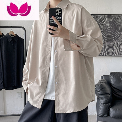 七斓长袖衬衫男港风日系宽松外穿衬衣潮ins百搭痞帅寸衫外套上衣
