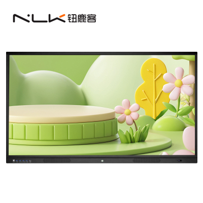 钮鹿客 100英寸 教学会议平板 4K高清 无线投屏 视频会议 智慧大屏 红外触摸一体机 双系统 带移动支架