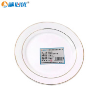 顺心优 陶瓷双金线平盘 自助餐盘 11英寸/1个