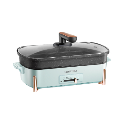 苏宁宜品 多功能料理锅 鼎味3绿色无蒸笼 5L大容量可视电火锅不粘锅XPD-9002(SNYP-DHG5L-G01)