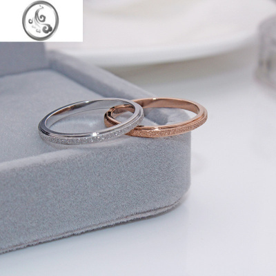 JiMi玫瑰金戒指女时尚食指环设计小众情侣对戒钛钢磨砂尾戒网红高级感