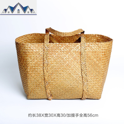 编手提篮 编织收纳筐大号田园风藤编 脏衣篮玩具收纳篮 三维工匠