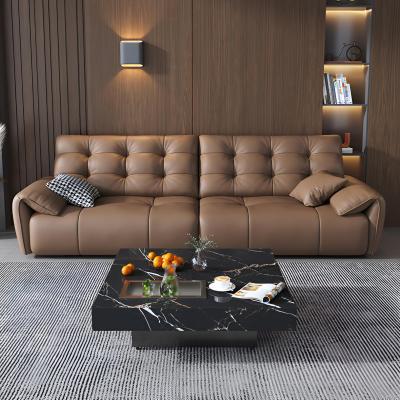 大象耳朵云朵沙发意式摩卡色真皮沙发客厅高端直排头层牛皮沙发