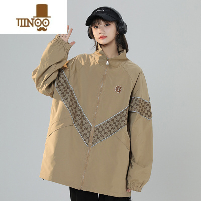 YANXU无性别秋季夹克外套男女立领拼接撞色宽松大码美式潮牌青少年