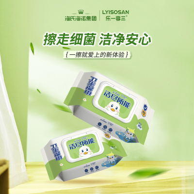 海氏海诺 卫生湿巾清洁湿巾80抽*4包 外出清洁便携消毒湿纸巾亲肤棉片湿巾大包家庭装