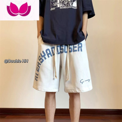 七斓发泡字母印花短裤男宽松情侣时尚运动沙滩裤夏季薄款休闲五分中裤