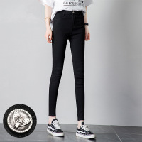 迪鲁奥(DILUAO)[新款女装]品质保障秋裤女外穿2021新款秋季薄款高腰紧身弹力小脚裤黑色打底裤九分裤