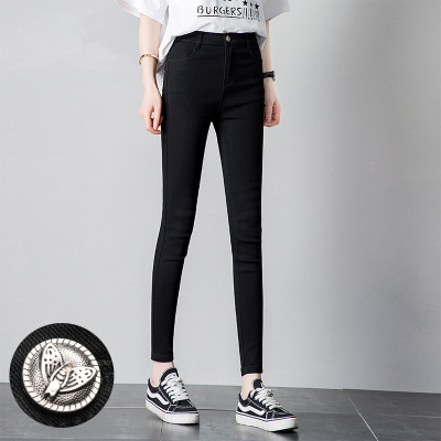 迪鲁奥(DILUAO)[新款女装]品质保障秋裤女外穿2021新款秋季薄款高腰紧身弹力小脚裤黑色打底裤九分裤