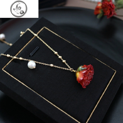 挂坠女 配饰 项链 百搭 简约永生花真花玫瑰花短款锁骨链脖链饰品 JiMi