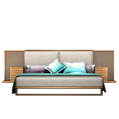 现代简约新中式实木床双人架子床1.8米 仿古禅意主卧民宿客栈家具