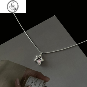 JiMi十里间[蕾莉格尔]甜美酷飒粉锆石花朵项链亮晶晶青春少女锁骨链 粉锆石-很有质感