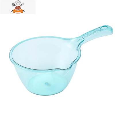 厨房加厚大号水瓢透明水舀子家用长柄水壳汤勺洗澡舀水塑料水勺 敬平 [1只装]蓝色