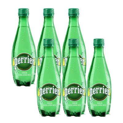 法国 巴黎水(Perrier)含气天然矿泉水 原味 500ml*6瓶(塑料瓶)