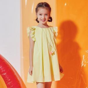 [2件2折价:49]moomoo童装女童连衣裙夏季新款女孩儿简约小清新设计感小众裙子