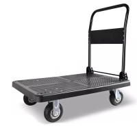 迅迈 大号钢管90*60重型黑弹6寸轮900斤全黑全系升级小推车拉货手推车搬运车平板车拖车折叠快递家用手拉车便携购物车