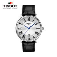 [陈飞宇同款]天梭(TISSOT)瑞士手表 复古时尚蓝针 卡森臻我系列皮带男士石英表T122.410.16.033.00