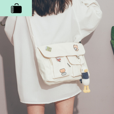 大容量帆布包包女2020新款潮大学生上课的斜挎包女森系文艺邮差包NEW LAKE女斜挎包