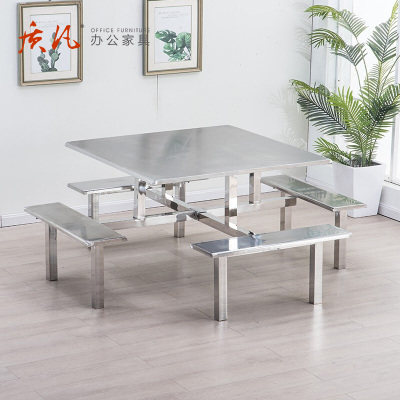 质凡餐桌椅食堂不锈钢员工餐桌椅学校饭堂
