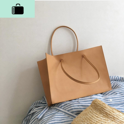 韩国ins同款简约chic韩系上课手提单肩大容量女大包软皮购物袋女NEW LAKE女士手提包