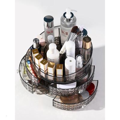 家柏饰(CORATED)亚克力旋转化妆品收纳盒家用桌面抽屉式学生宿舍口红护肤品置物架