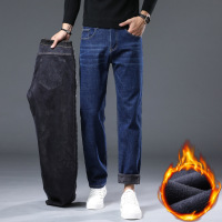 北方冬季加绒加厚牛仔裤男大码宽松直筒保暖轻奢商务通勤休闲长裤
