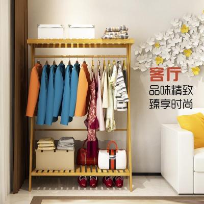 森美人衣架落地卧室现代简约衣帽架落地实木组装置物架移动挂衣架子创意
