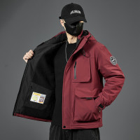 JEEP SPIRIT棉衣男外套冬季加绒加厚连帽棉服男百搭抗寒冲锋外套