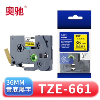 奥驰 标签色带36mm黄底黑字 TZe-661 个
