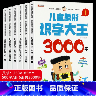 儿童象形识字大王3000字 全6册 [正版]视频教学幼儿象形识字大王3000字儿童学前识字书幼儿园中班大班认字绘本幼小衔