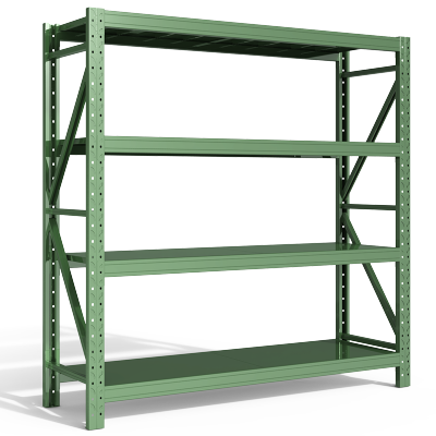 尔迈 仓储货架置物架货物仓库钢制中型展架 2*2*0.6m 300kg/层 军绿色