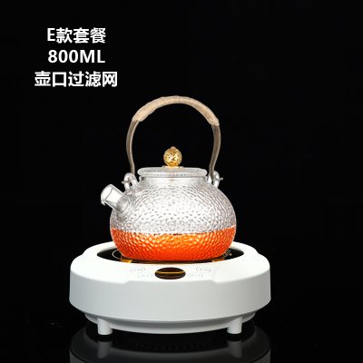 乐么电陶炉煮茶家用迷你功夫养生蒸煮茶器小电热泡茶机光波电磁炉智能保温防干烧[白色单炉+E款耐高温玻璃壶]