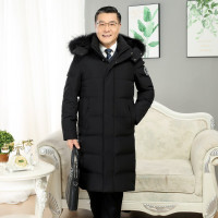 JPDUN吉普盾冬装新款中老年羽绒服男时尚爸爸长款带帽爷爷保暖开衫外套男风衣