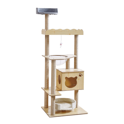 猫爬架猫窝猫树一体小型剑麻猫抓柱猫架子木质猫别墅爬架猫咪用品